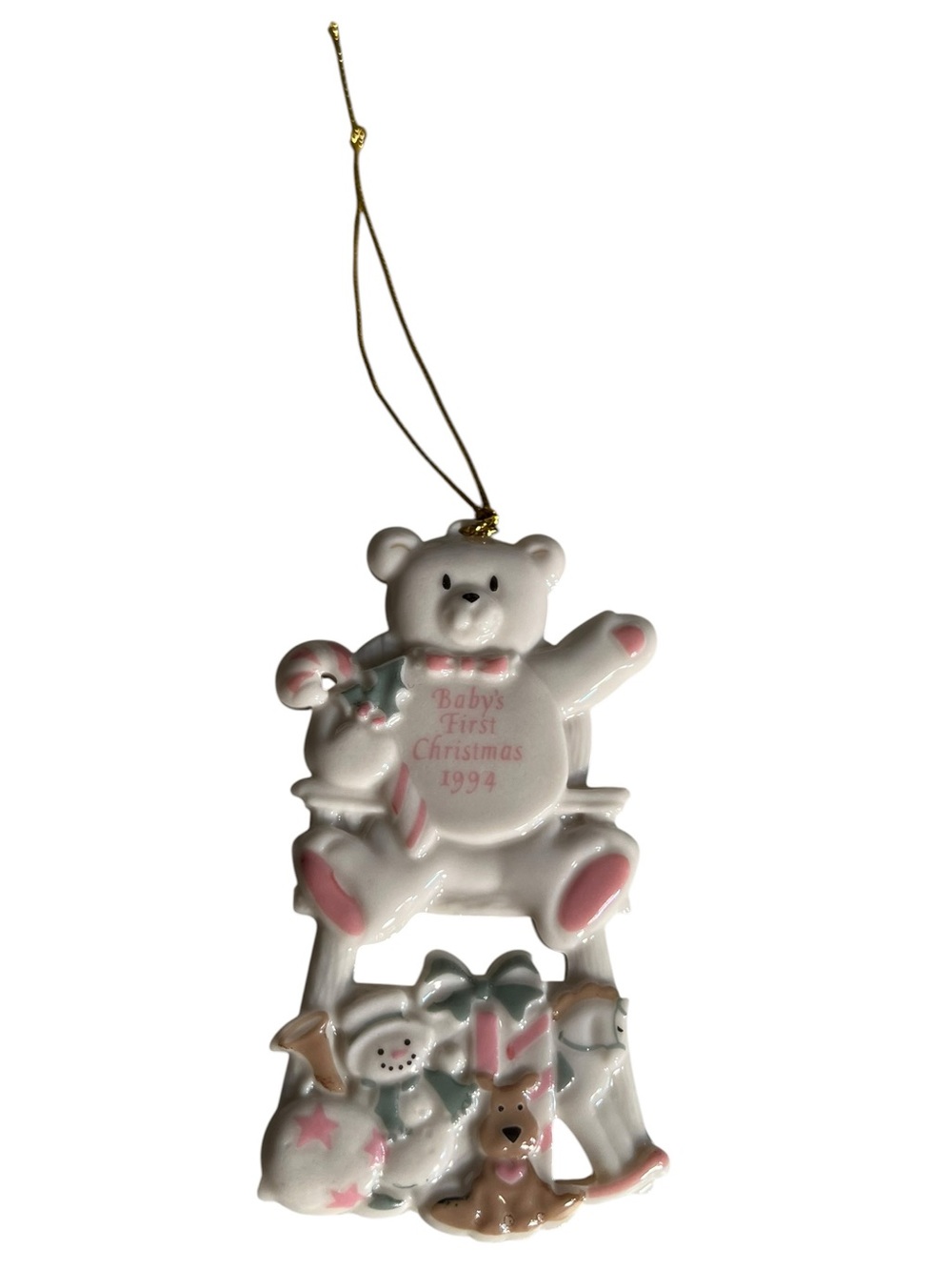 Vintage Avon Fine Collectibles Ornament 1994 Babys First Christmas Ceramic Teddy